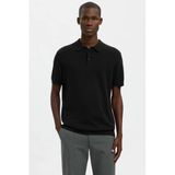 Selected polo regular fijn gebreid noir