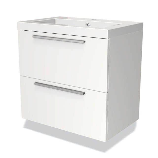 Maxaro Badkamermeubel 70cm Modulo Mat Wit 2 Lades Vlak Wastafel Mineraalmarmer