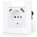 Max Prise de courant simple avec USB en blanc - 16 ampères - Prises en verre avec port USB A et type C - Max - 2,1 A - 86 mm