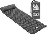 ECD Germany Campingmat, opblaasbare campingmat, grijs, outdoor luchtmatras met geïntegreerd kussen, ultralicht, compact & opvouwbaar