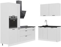 Vicco Keuken Fame-Line, Wit Landhuis/Wit, 220 x 120 cm, WB Antraciet