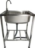 MonsterShop Mobiele camping wasbak - rvs - 60x45x79cm - verstelbare pootjes
