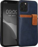 kalibri hoesje geschikt voor Apple iPhone 12 / iPhone 12 Pro - Back cover van imitatieleer met pasjeshouder