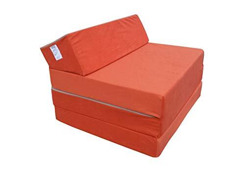 Natalia Spzoo Opvouwbare matras logeermatras met hoofdeinde 200 x 70 x 10 cm (Oranje 1333)