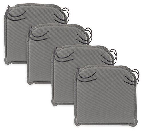 sleepling Outdoor 193926 4-delige set zitkussens, stoelkussens, bekleding, tuinstoel, terrasstoel, Made in EU, hoekbanden, afneembare hoes, 44 x 47 x 6 cm, antracietgrijs
