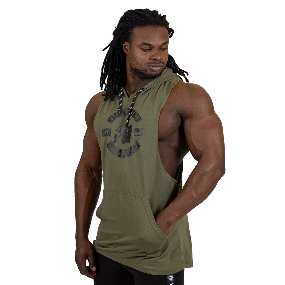 Gorilla Wear Lawrence Hooded Tank Top - Army Green - 4XL