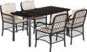 vidaXL 5-delige Tuinset met kussens poly rattan zwart
