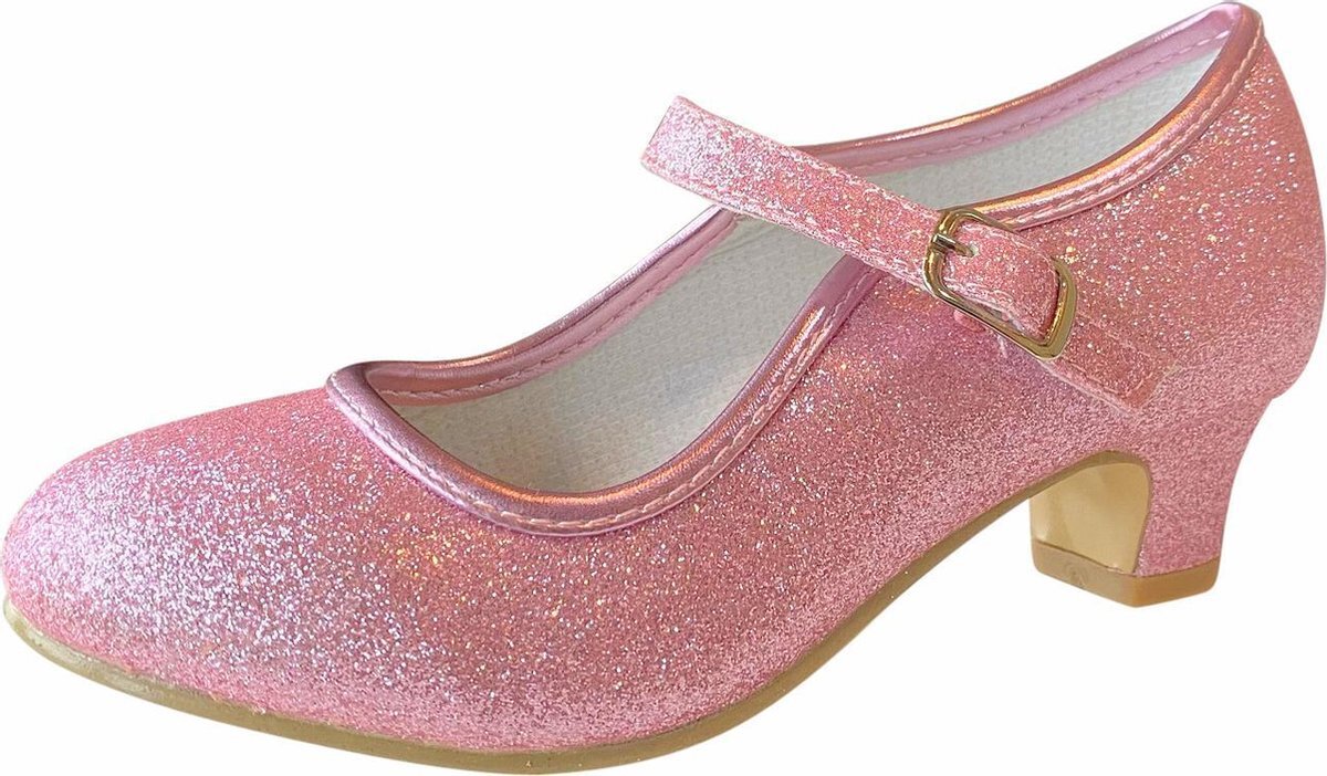 Spaansejurk NL Spaanse Prinsessen schoenen roze glitter maat 27 - binnenmaat 17,5 cm - bij jurk