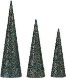 Krist+ Decoratie Kerstmis Kegels Pailletten 3 Onderdelen Blauw Gouden