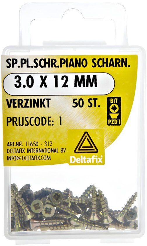Deltafix Spaanplaat Schroef 3.0x16mm Verzinkt 50 Stuks