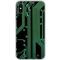 1001 coques Apple iPhone X, Apple iPhone XS Texture circuit geek bedrukt siliconen hoesje