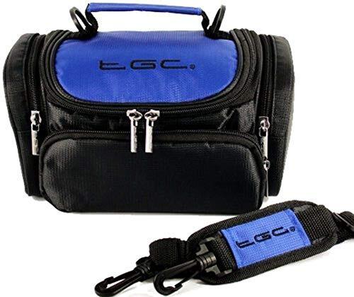TGC ® Grote camerahoes voor Panasonic Lumix DMC-FT6, DMC-TS6, DMC-TZ57, DMC-TZ70, DMC-SZ10, DMC-ZS45, DMC-ZS50 Plus accessoires (dromerig blauw en zwart)