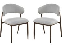 Lot de 2 chaises de salle à manger en tissu et métal Edena - Gris clair