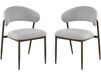 Lot de 2 chaises de salle à manger en tissu et métal Edena - Gris clair