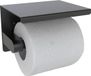 Unyqoos Porte-rouleau de papier toilette avec étagère de 14 cm sans perçage, porte-rouleau de papier toilette en acier inoxydable, fixation murale, noir