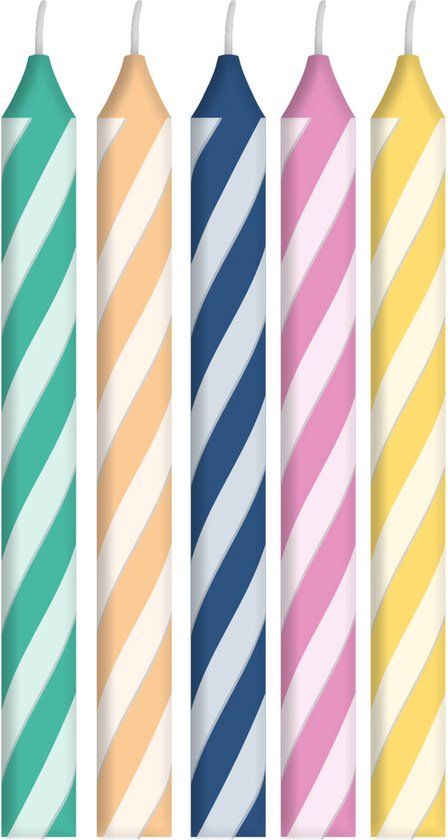 Folat - Kaarsjes sweet twister 6 cm (10 stuks) - Multi
