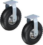 Merkloos Relaxdays bokwiel luchtband - set van 2 - 3.00-4 - tot 120 kg - zwart-zilver