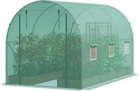VEVOR Inlooptunnel, broeikashoepel, huistunnel, planten-warmhuis met gegalvaniseerd stalen frame, groene PE-afdekking, oprolbare ritsdeur en 12 ramen voor buiten (groen, 3,4 x 2,0 x 1,9 m)