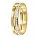 Lucardi Dames ring goldplated 2rij met kristal - Ring - Cadeau - Staal - Goudkleurig