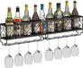 Uniqoos® Étagère murale pour vin, en acier noir, 80 x 10 cm