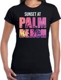 Bellatio Decorations Sunset at Palm Beach Dames T-shirt Zwart Katoen XS
