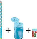 STABILO school set EASYgraph voor linkshandige kinderen (potlood + slijper + gom) - blauw assortiment