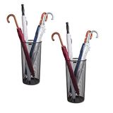 Mind Reader Network Collection Paraplustandaard, set van 2, capaciteit van 12 paraplu's, entree-organizer, sterke versterkte rand en basis, metalen gaas, 26 x 26 x 49,5 cm (l x b x h), zwart