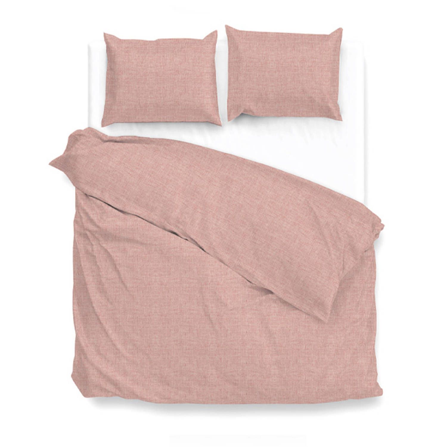Zo!Home dekbedovertrek Lino - Shell Rood - 1-persoons 140x200/220 cm - Katoen