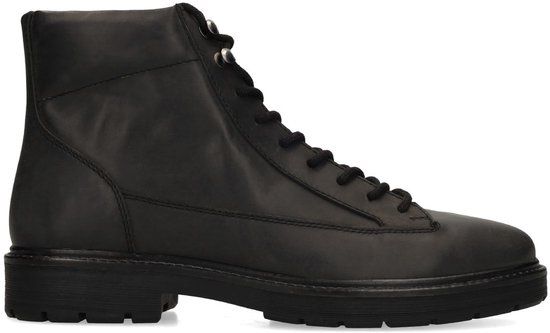 Manfield Heren Zwarte Leren Veterboots Maat 41