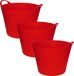 Talen Tools Seau/bac flexible - 3x pièces - rouge - 42 litres - Panier de rangement - Panier à linge - 45 x 33 cm