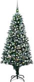 vidaXL Kunstkerstboom met LED's, kerstballen en dennenappels 240 cm