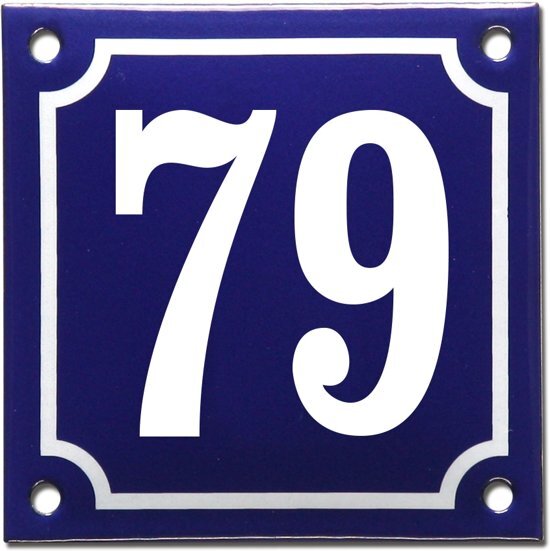 EmailleDesignÂ® Emaille huisnummer blauw/wit nr. 79