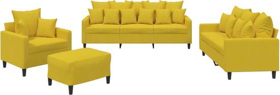 vidaXL 4-delige Loungeset met kussens fluweel geel