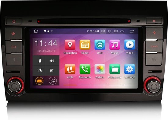 Cartronix 7 Android autoradio voor de Fiat Bravo 2007-2014 met Navigatie Bluetooth en Handsfree bellen - Perfecte Pasvorm - Zwart