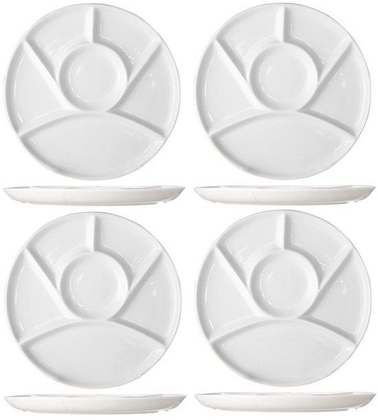 Cosy & Trendy Cosy Gourmetborden 6 Vaks ø 23.5 cm - Wit - Porselein - Rond