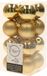 Boules de Noël 66x pièces avec étoile de sommet - or - plastique 4, 5, 6, 8, 10 cm