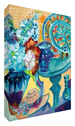 Little Helper Feel Good Art, Summer Collect ION128 15De Art Colourful by Britse kunstenaar Folding Screen, Val Johnson en Abstract Bloemenvaas 30 x 20 x 4 cm, Small