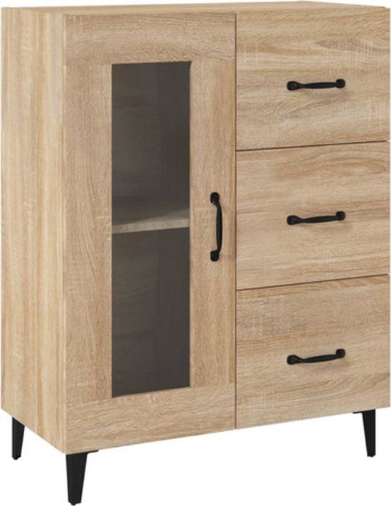vidaXL Dressoir 69,5x34x90 cm bewerkt hout sonoma eikenkleurig