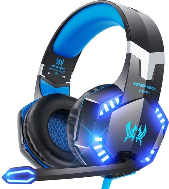 picun KOTION EACH G2000 Gaming Headset - Black/Blue - For PS4, Xbox One, Switch & Windows