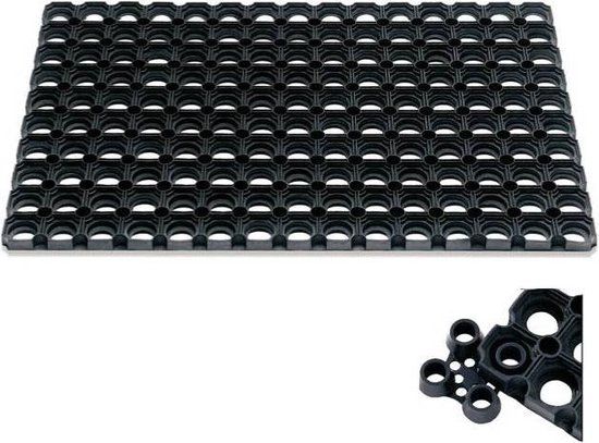 Hamat Ringmat Domino Rubber - 60 x 80 cm - Zwart