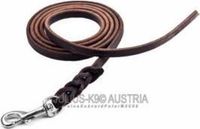 JULIUS K-9 Gevlochten Leren Hondenriem met Koperen Musketon 13MM x 2M Zwart