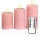 Meisterhome - 3 x Bougie LED côtelée - Rose clair