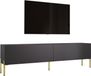 3E 3xE living.com meuble TV, anthracite avec pieds dorés, 170 cm de large