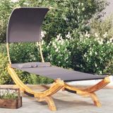 Prolenta Maison Exclusive - Ligbed met zonnedak, 100x200x126 cm, massief beuken hout, antracietkleurig