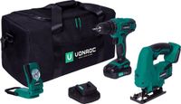 VONROC Gereedschapsset VPower 20V – Accuboormachine, Decoupeerzaag, LED-Werkverlichting, 1x 2.0Ah accu en Snellader