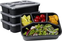 Boîte à lunch sans marque avec couvercle, boîte bento réutilisable en polypropylène, 4 boîtes repas avec 4 compartiments, boîte alimentaire hermétique pour enfants et adultes, lavable au lave-vaisselle et au micro-ondes
