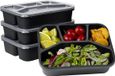 Boîte à lunch sans marque avec couvercle, boîte bento réutilisable en polypropylène, 4 boîtes repas avec 4 compartiments, boîte alimentaire hermétique pour enfants et adultes, lavable au lave-vaisselle et au micro-ondes