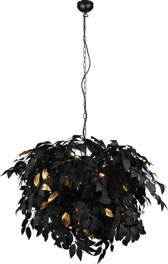 BES LED Trion Lovy LED Chandelier - E14 - 4-Lights - Round - Matte Black/Gold - Aluminum