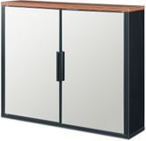 en.casa Badkamerspiegelkast Trond 60x15x50 cm zwart en walnootkleurig