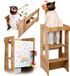 Zeo Wood 3 in 1 Leertoren - Montessori Keukenhulp - Houtkleur en Wit